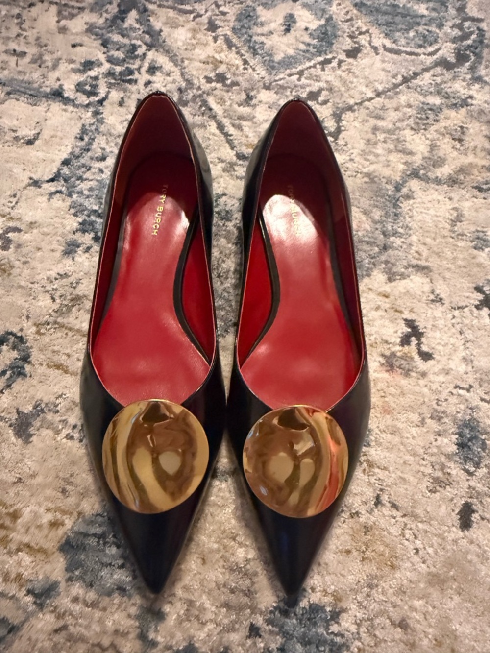 Tory Burch Patos Black Patent Leather Flats 9.5 Work Office Professional